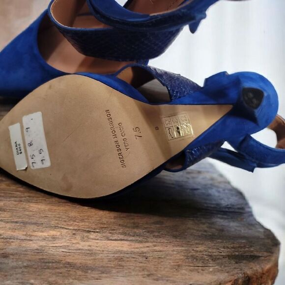 Sigerson Morrison DIANA Blue Suede Heels with Slingback Design 7.5 - Picture 4 of 6